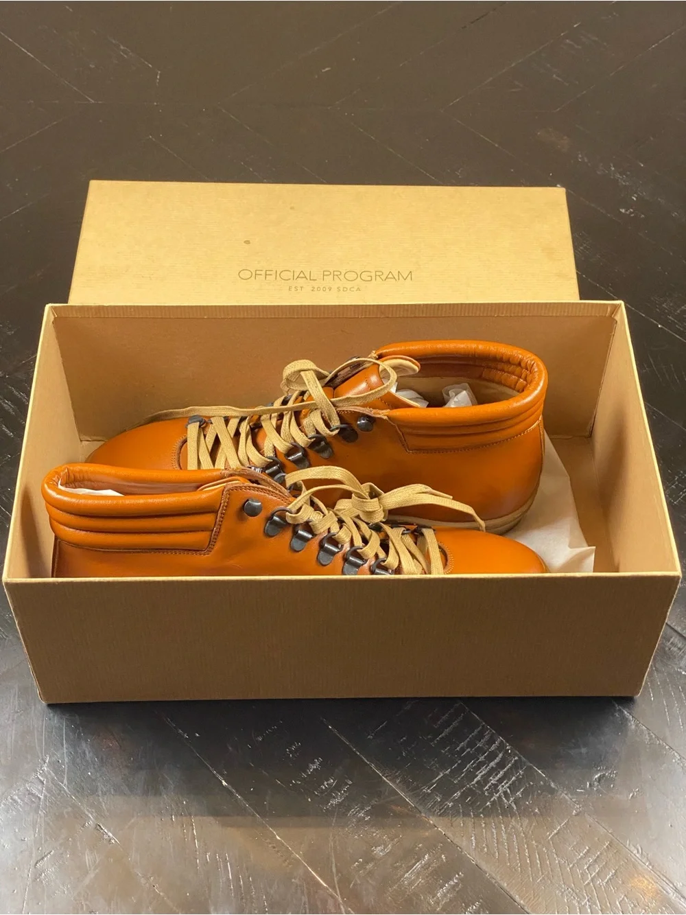 Men's Chukka Boots in Cognac Leather with Rugged Lacing
